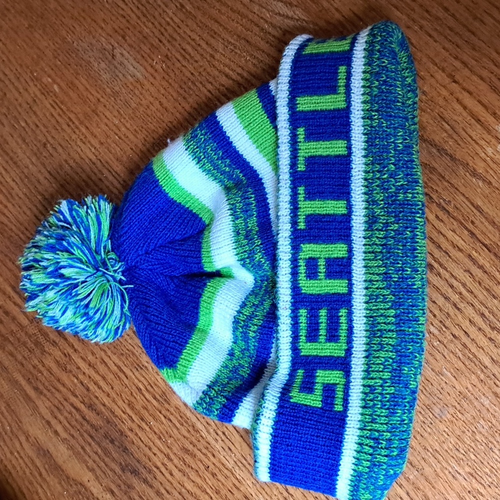 SMITH NOVELTY COMPANY stocking hat. SEATTLE on front and back.